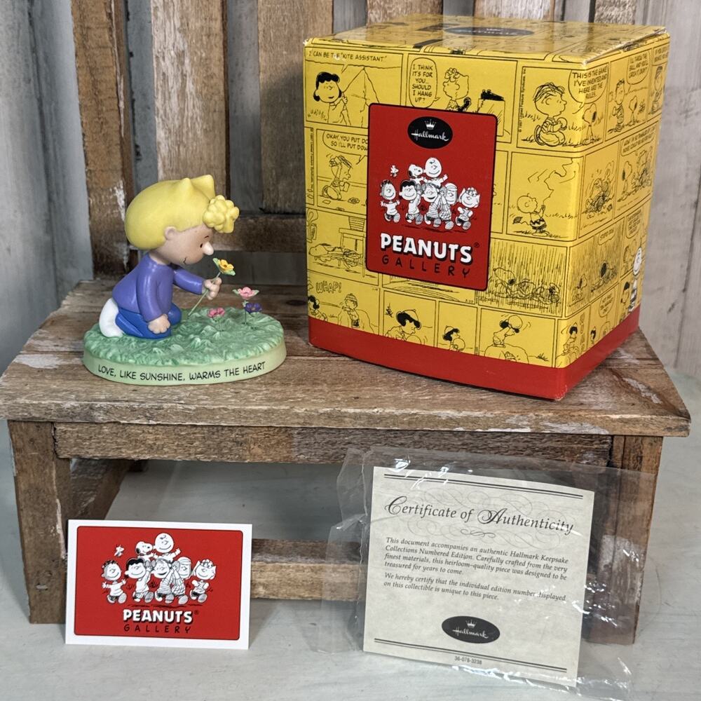 Hallmark Snoopy Peanuts Gallery Sally Flowers Figurine LE Love Warms The Heart